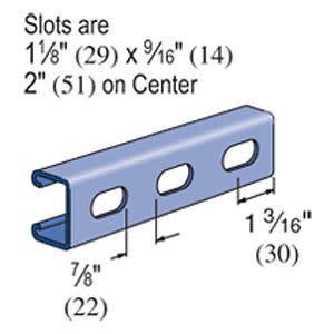 Unistrut P4100T Slotted Shallow Strut, 14 Ga, 10 FT, Type 304 .